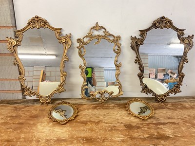 Lot 506A - Five reproduction gilt framed mirrors.