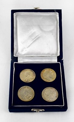 Lot 929 - Four cased Indian rupees, 1840, 1907, 1916 and...