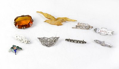 Lot 1212 - Nine brooches to include five Edwardian bar...