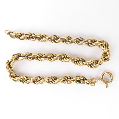 Lot 1176 - A 9ct gold rope twist bracelet, length 21cm,...