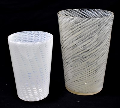 Lot 379 - A contemporary Art Glass vase with herring bone style opaque decoration