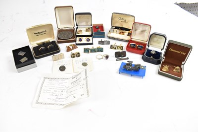 Lot 660 - A small quantity of cufflinks, three yellow...