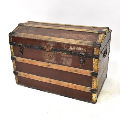 Lot 181 - A 19th century wooden dome-topped faux leather...