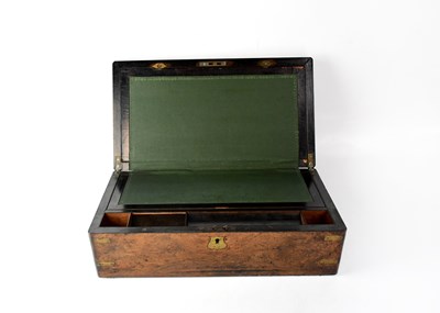 Lot 186 - A Victorian burr walnut brass bound writing...