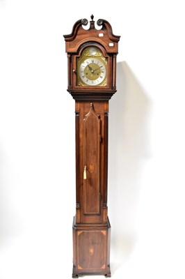 Lot 148 - An inlaid mahogany grandmother clock, the...