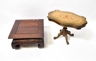 Lot 72 - A Chinese hardwood side table with square top...