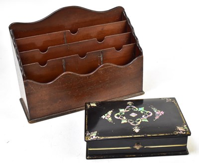 Lot 111 - A Victorian papier-mâché rectangular work box