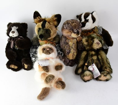 Lot 272 - Six Charlie Bears and cuddly animals to...