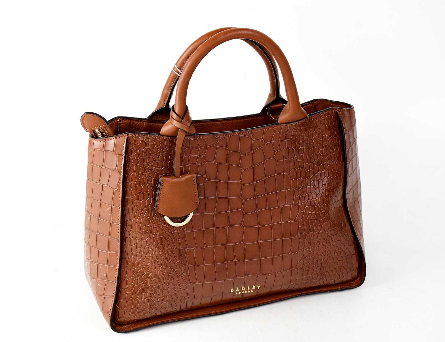 Lot 481 - RADLEY; a mock crocodile brown leather handbag...