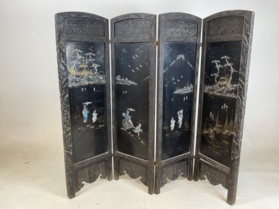 Lot 511 - A small double sided Chinese four fold screen...