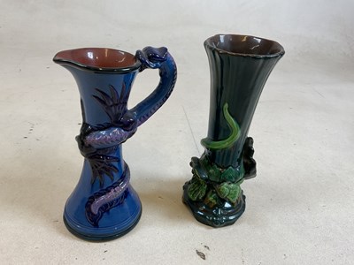 Lot 243 - Two pottery vases, an Aller Vale green bird...