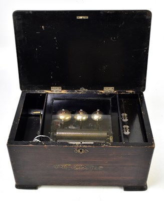 Lot 227 - A 19th century inlaid rosewood Swiss musical box