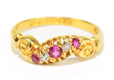 Lot 905G - An Edwardian 18ct yellow gold diamond and ruby...