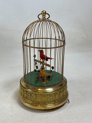 Lot 226 - A 20th century brass bird cage automaton with...