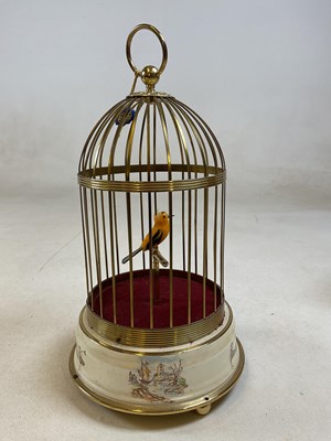 Lot 228 - A 20th century brass bird cage automoton with...