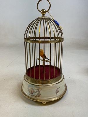 Lot 228 - A 20th century brass bird cage automoton with...