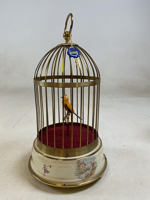 Lot 228 - A 20th century brass bird cage automoton with...
