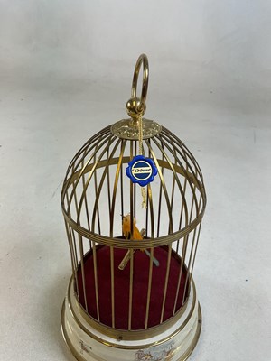 Lot 228 - A 20th century brass bird cage automoton with...