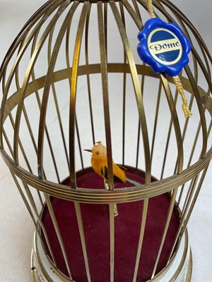Lot 228 - A 20th century brass bird cage automoton with...