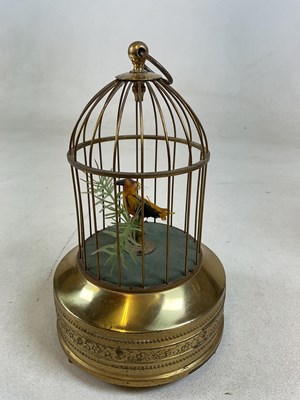 Lot 229 - A 20th century brass bird cage automoton with...