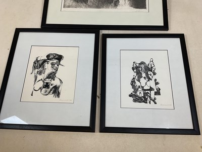 Lot 129 - Three prints, two signed possibly Raywone '88,...