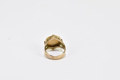 Lot 994 - A yellow metal dress ring stamped 9ct, set...