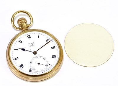 Lot 1374 - LIMIT; a 9ct gold crown wind open face pocket...