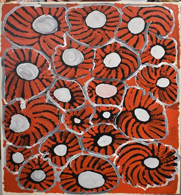 Lot 138 - AUSTRALIAN ABORIGINAL ART; large canvas...