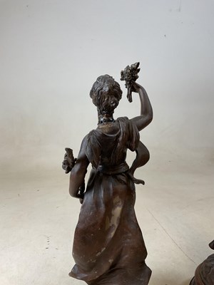 Lot 222 - A pair of circa 1900 spelter figures, each...