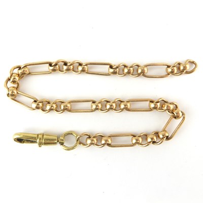 Lot 1032 - A 9ct gold figaro bracelet, length 20cm,...