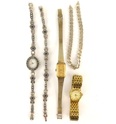 Lot 1328 - Three ladies' dress watches including an...