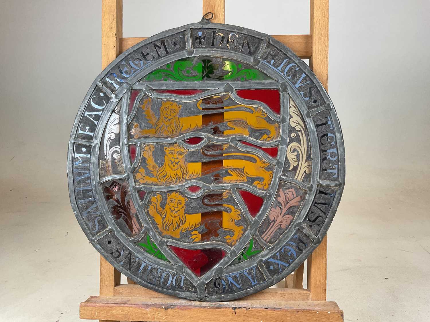 Lot 2 - A circular 18th century stained glass panel,...