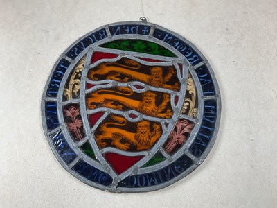 Lot 2 - A circular 18th century stained glass panel,...