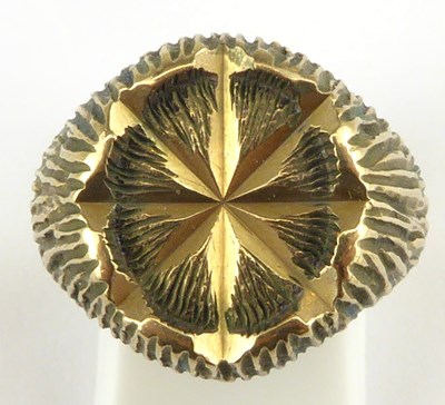Lot 889 - A gentlemen's 9ct gold signet ring with star...
