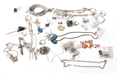 Lot 1252 - A quantity of silver and white metal jewellery...