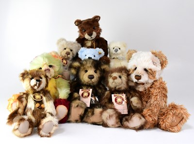 Lot 212 - CHARLIE BEARS; nine bears and cuddly toys to...