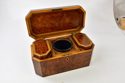 Lot 1001 - A 19th century yew wood, burr yew, and inlaid...