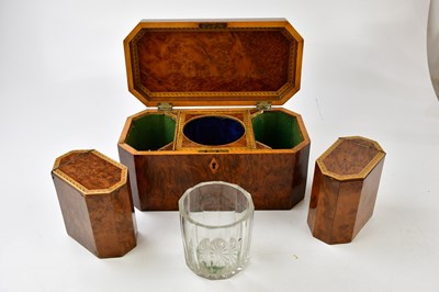 Lot 1001 - A 19th century yew wood, burr yew, and inlaid...