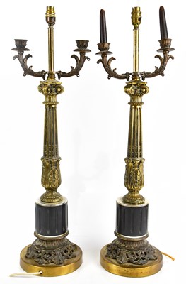 Lot 2337 - A pair of reproduction Corinthian column table...