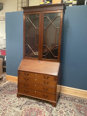 Lot 2422 - A Victorian mahogany bureau bookcase, height...
