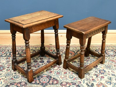Lot 2522 - A 19th century oak joint stool, together with...