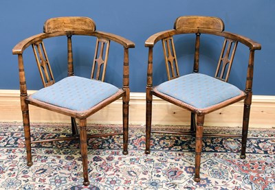 Lot 2472 - A pair of Edwardian walnut corner chairs,...