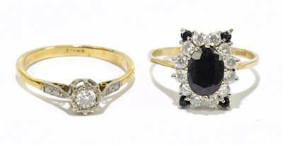 Lot 128 - An 18ct gold white stone illusion set ring,...