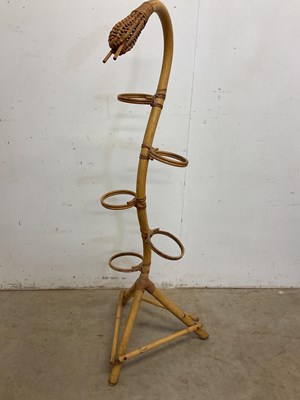 Lot 608 - A 1970s bamboo plant stand in the form of a...