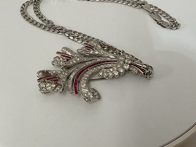 Lot 296 - A fine white metal diamond and ruby...