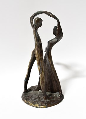 Lot 335 - A contemporary bronze sculpture of two dancing...