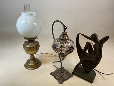 Lot 466 - Three table lamps including an Art Deco style...