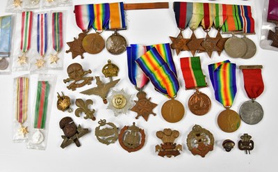 Lot 467 - A selection of medals both WWI and WWII,...