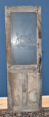 Lot 1044 - A vintage wooden train interior door with...