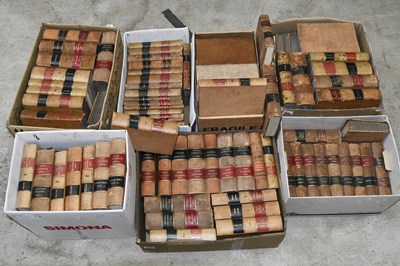 Lot 469 - LAW BOOKS; a collection of 110+ leather bound...